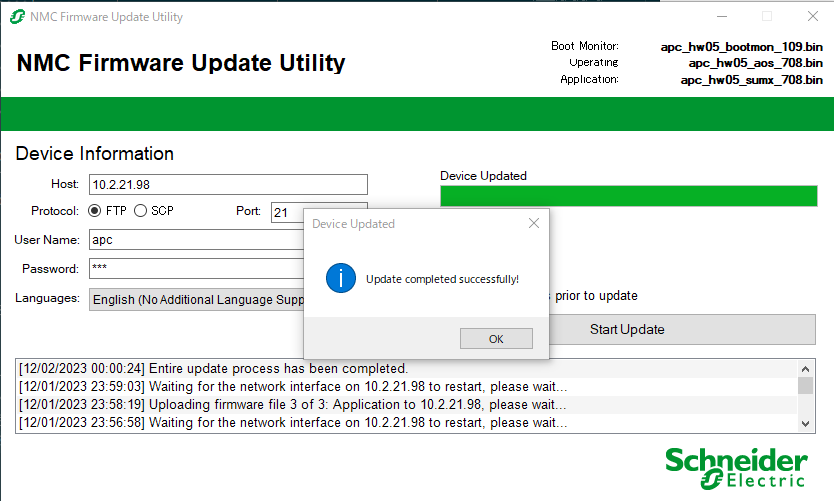 「Protocol: FTP」に変更して「Start Update」を実行しばらく待ってると完了します