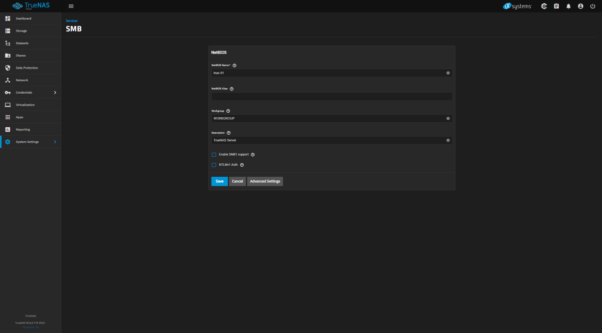 System Settings / Services / SMB