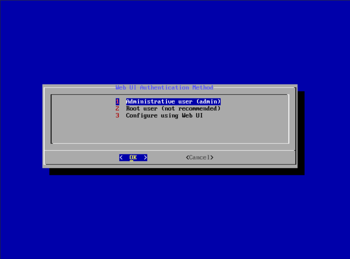 admin ユーザーを root にするかの選択