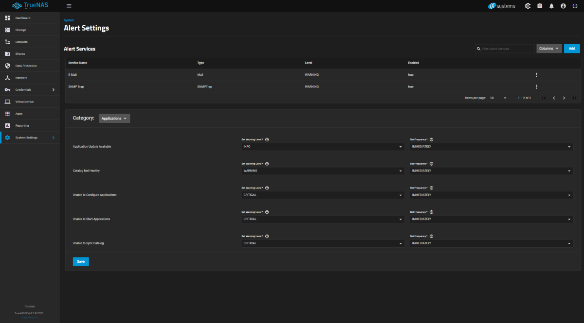 System Settings / Alert Settings