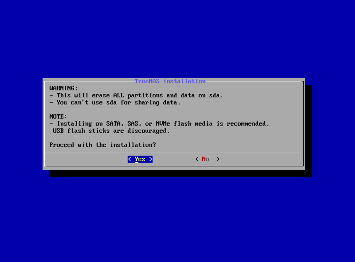 選択 Disk のデータ消えるぞ? Ok?
